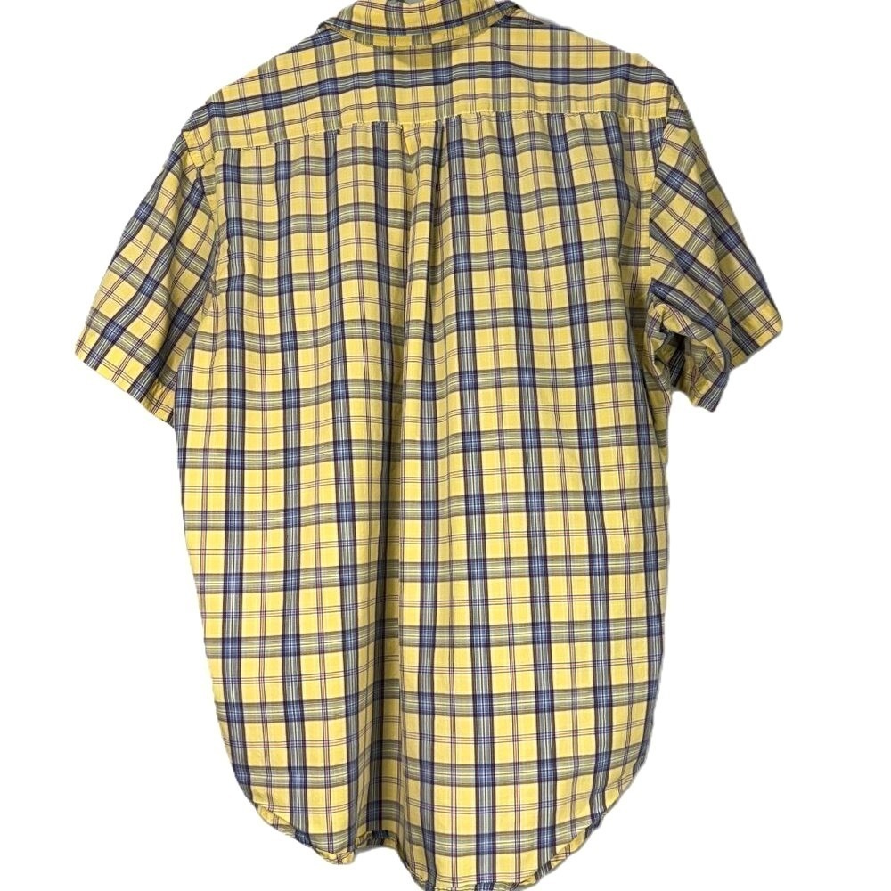 U.S. POLO ASSN Men's Size L Button Down Shirt Blue Yellow Plaid Streetwear Y2K - Picture 6 of 8